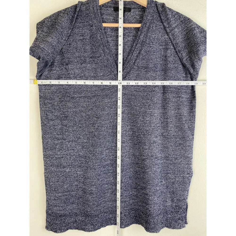 J.Crew Merino Linen Double V Neck Knit Top Sweater Blue Relaxed Small